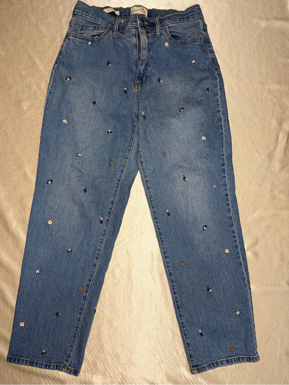 Vintage Universal Thread Mom Jeans Floral Embroidered Straight Leg Jeans 8/29r